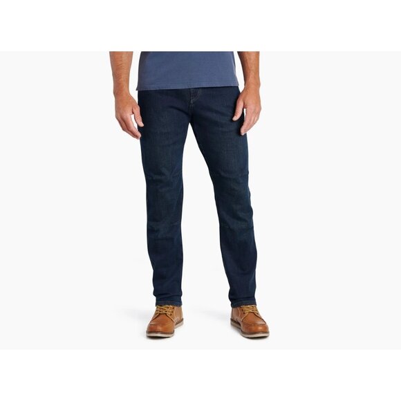 Kuhl Mens 34x32 Blue Indigo Dye Dark Wash Denim Rugged Tapered Leg Rydr Jeans - Picture 1 of 16